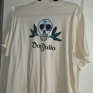 Don Julio Gildan Cream T-Shirt with Skull and Leaf Design